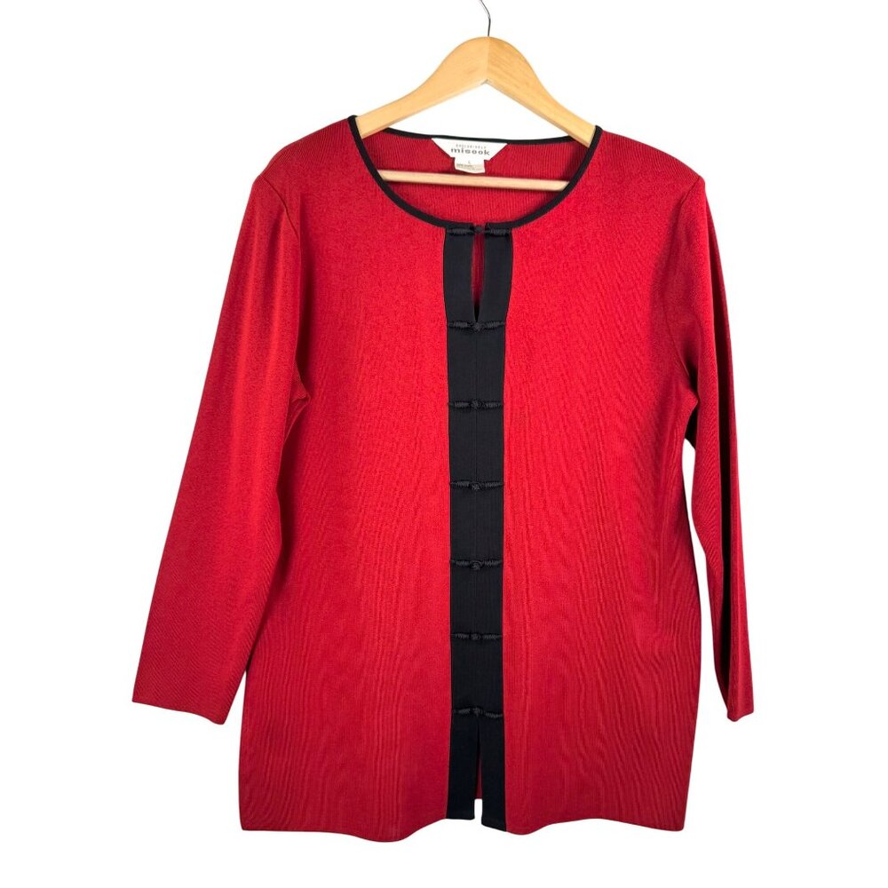 Exclusively MISOOK Claret Deep Red Black Elegant Knit Jacket red sz L